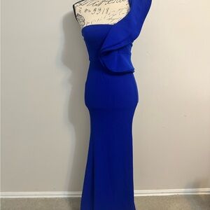 Elegant Blue One-Shoulder Dress